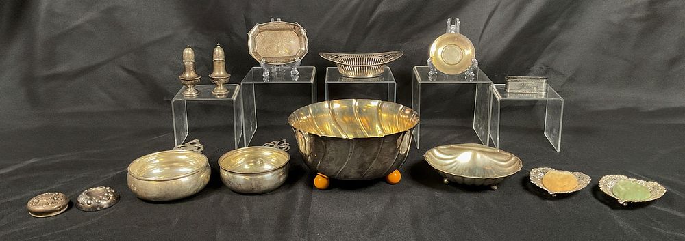 Lot 247: 14 Pieces Sterling & Silverplate Tableware