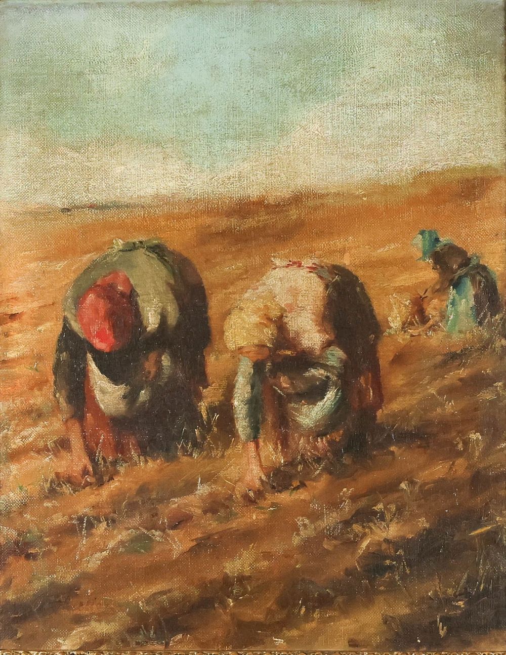 Lot 271: Oil on Canvas Women Working The Field