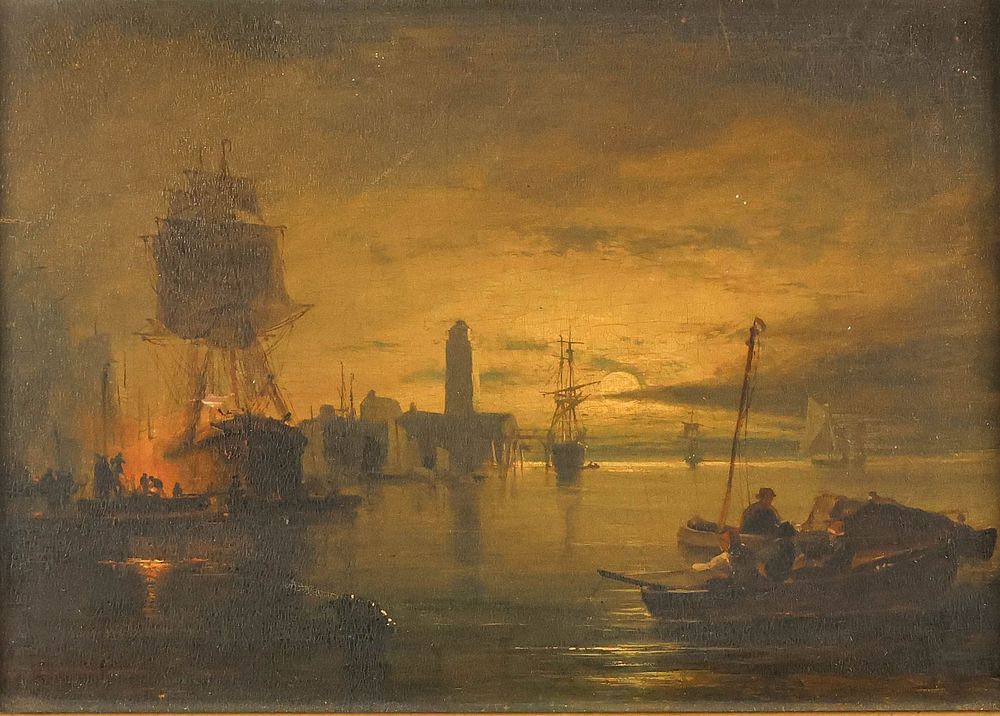 Lot 274: George Balmer Oil on Wood Panel Shields Harbour