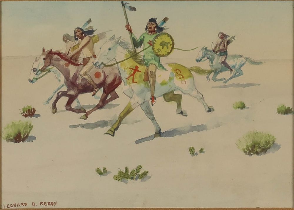 Lot 278: Leonard Howard Reedy Watercolor Cheyenne Warriors