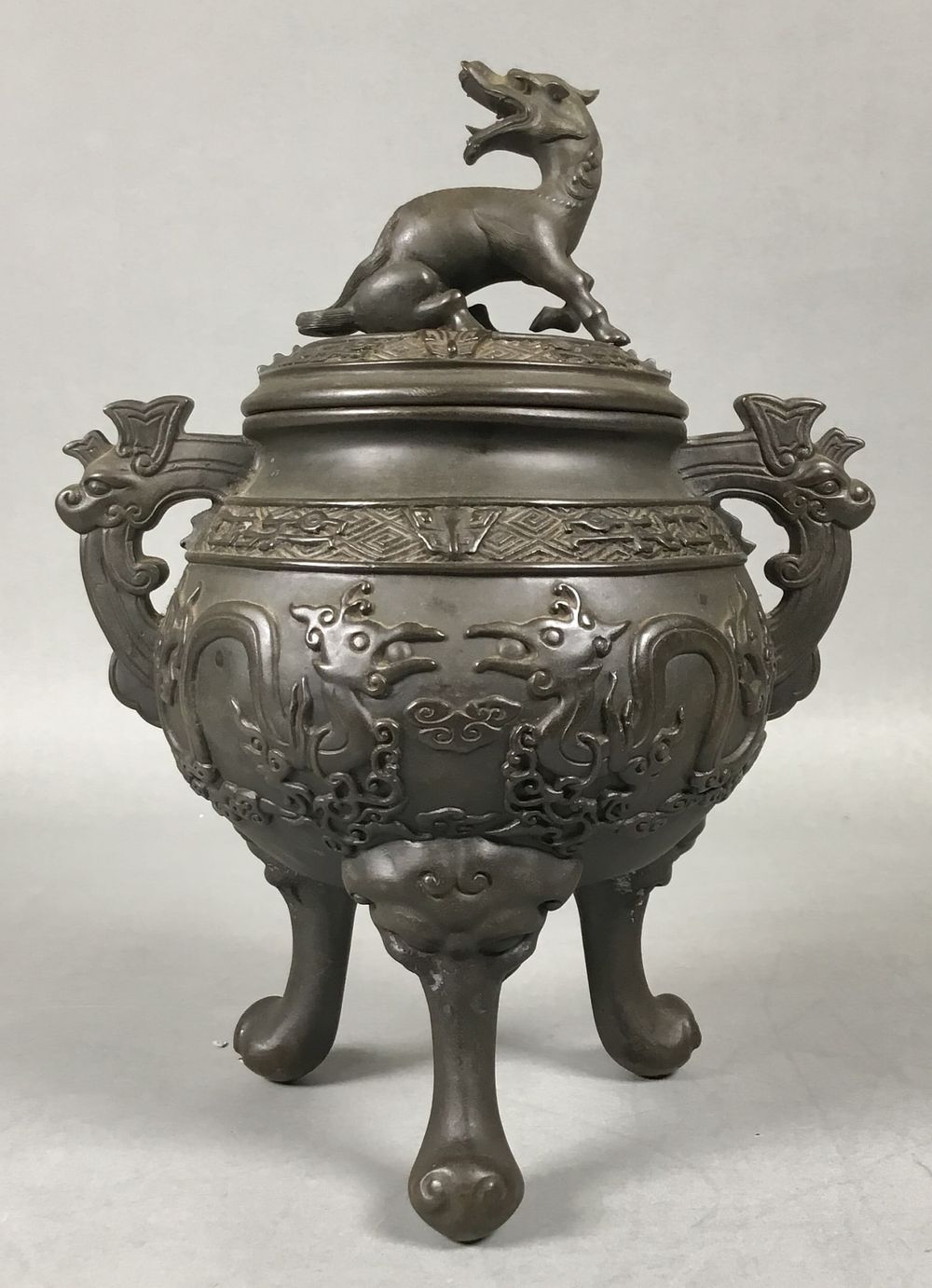 Lot 286: Chinese Tripod Bronze Censer With Phoenix