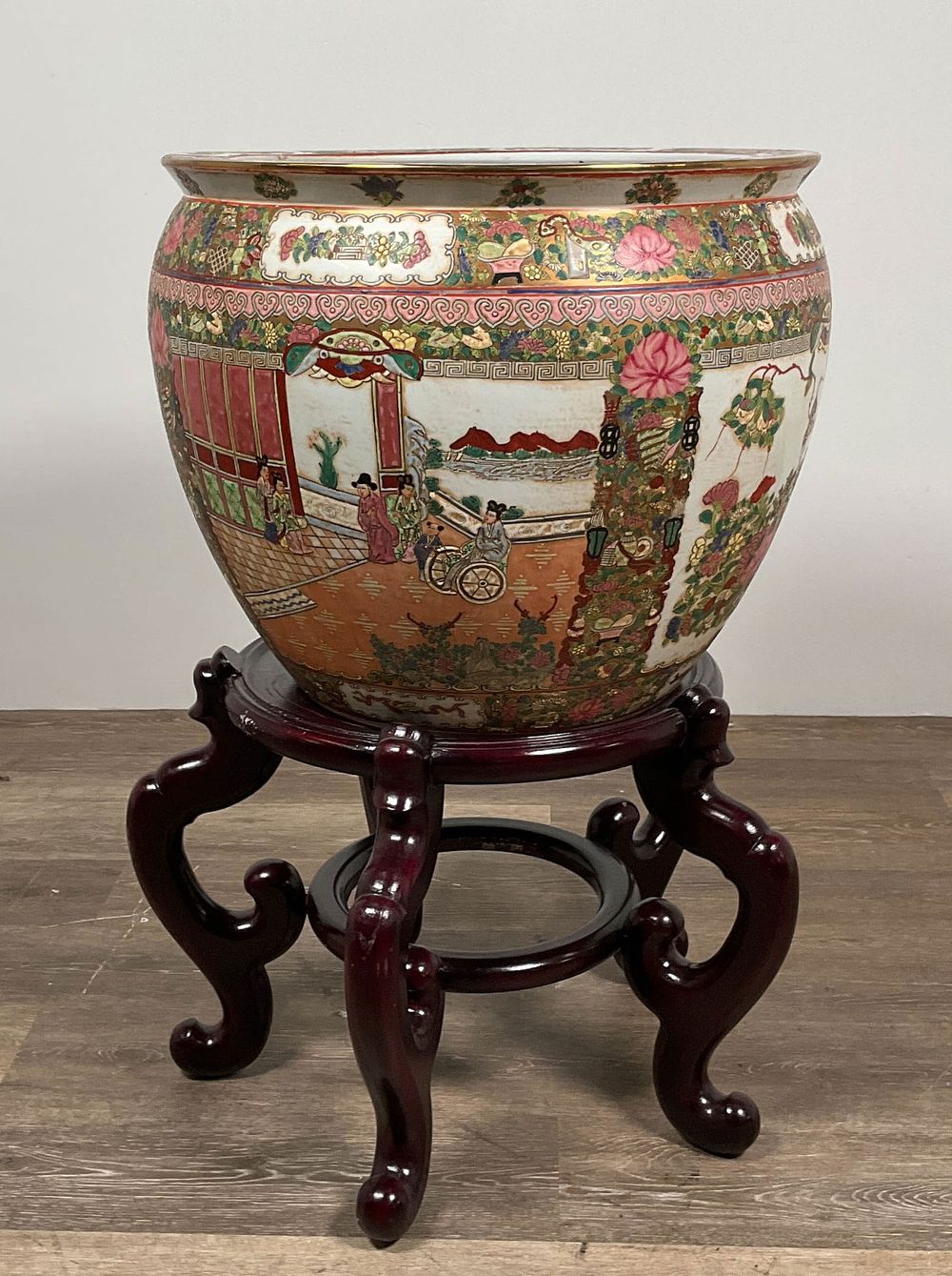 Lot 291: Rose Medallion Chinese Porcelain Fishbowl