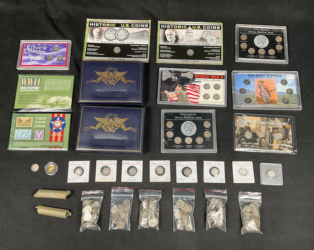 Lot 309: Pre 1965 Silver Dimes Roosevelt Mercury Barber