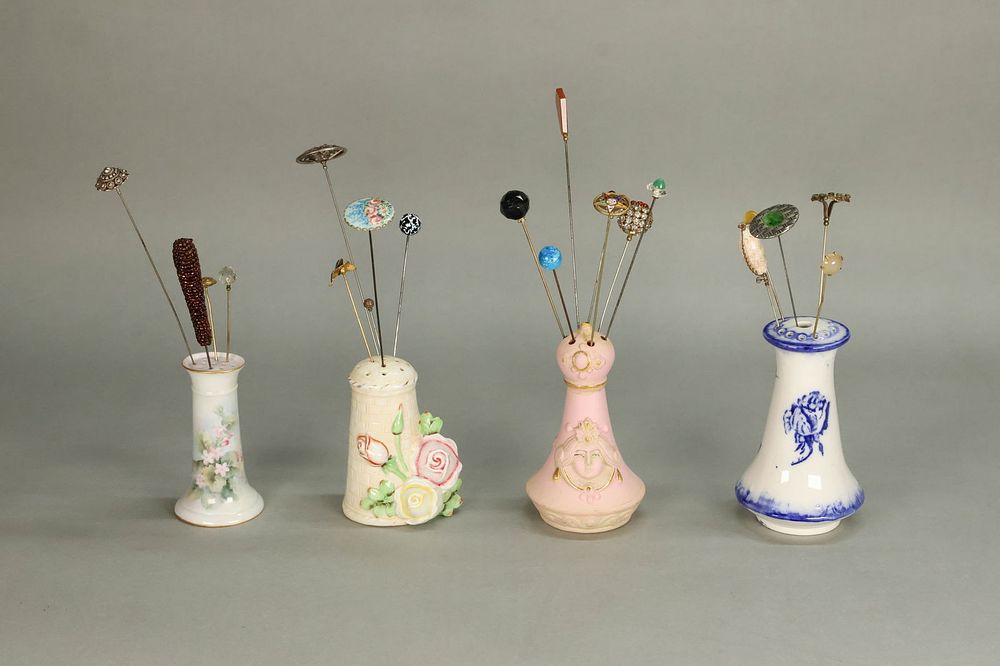 Lot 376: 21 Vintage Hatpins With Holders