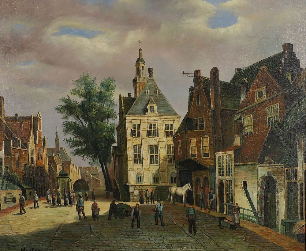 Lot 384: Hooten Oil on Canvas Street Scene