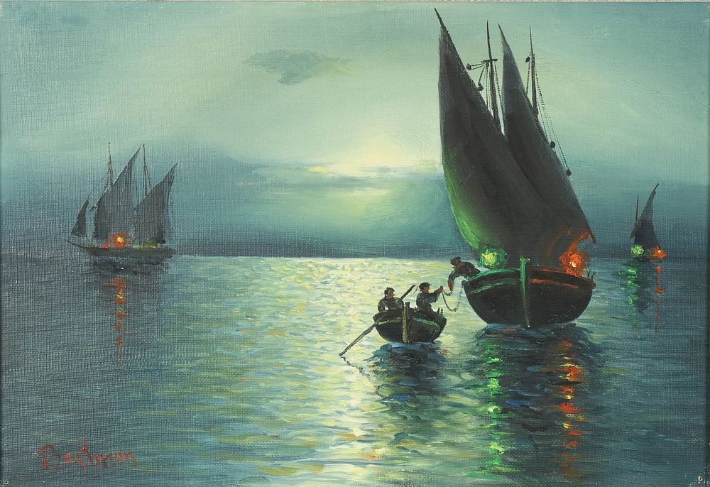 Lot 397: Signed Brikman Oil on Canvas Maritime Scene