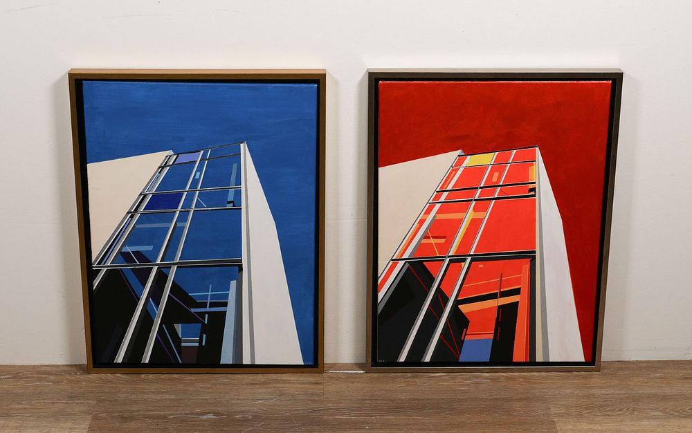 Lot 403: Martin Graifer 2 Acrylics on Canvas Buildings