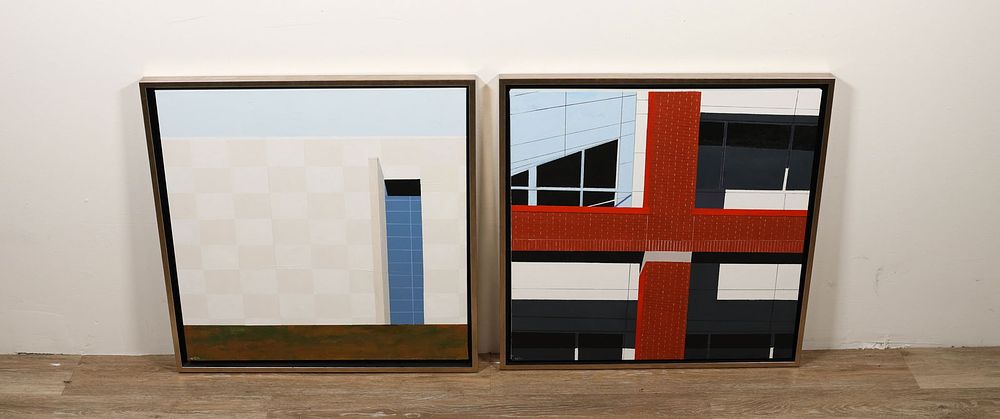 Lot 409: Martin Graifer 2 Acrylics on Canvas Buildings