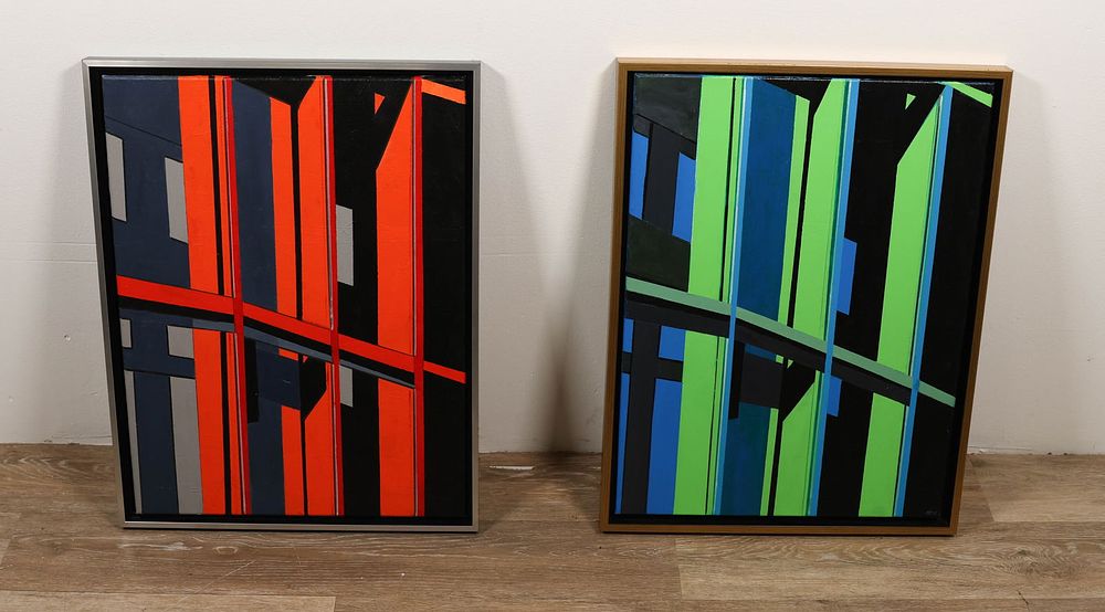 Lot 410: Martin Graifer 2 Acrylics on Canvas Buildings