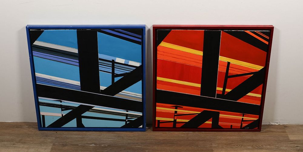 Lot 413: Martin Graifer 2 Acrylics on Canvas Tracks