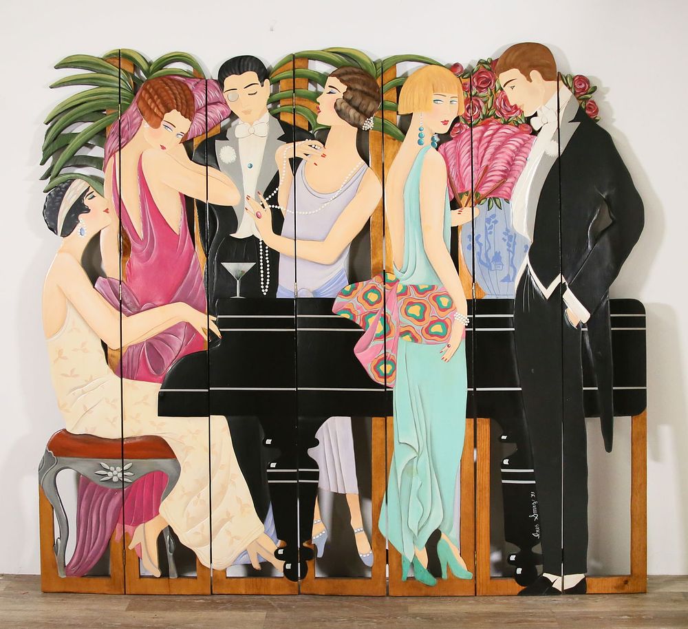 Lot 420: Ines Smrz Figural Art Deco Screen