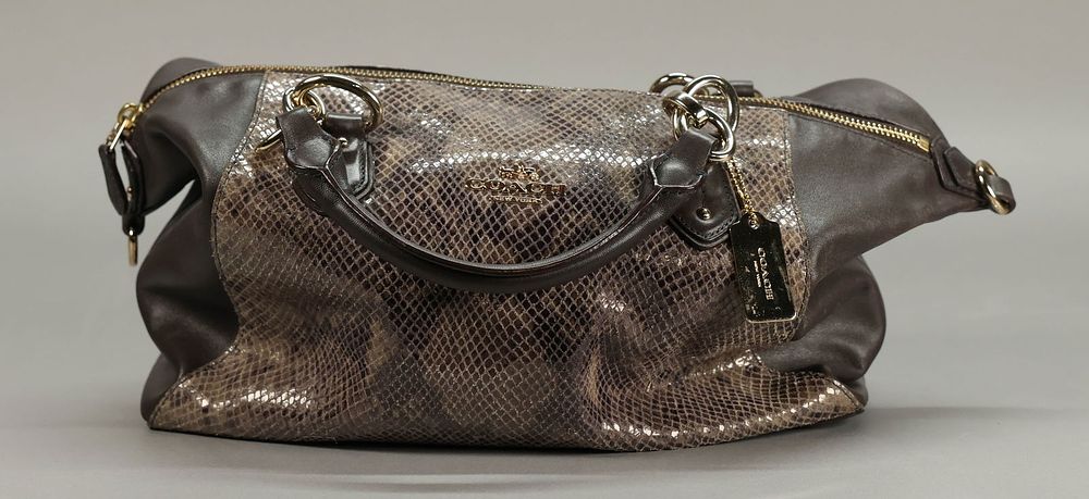 Lot 427: Coach Collette 2 Way Python Graphite Purse Bag