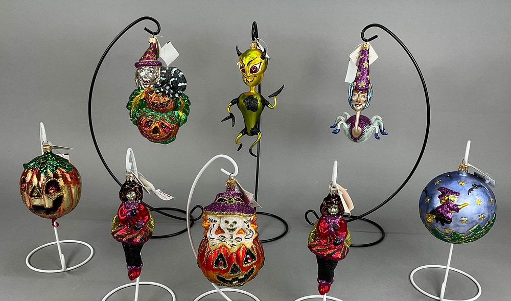 Lot 163: 8 Fraga Halloween Ornaments Witch Pumpkin
