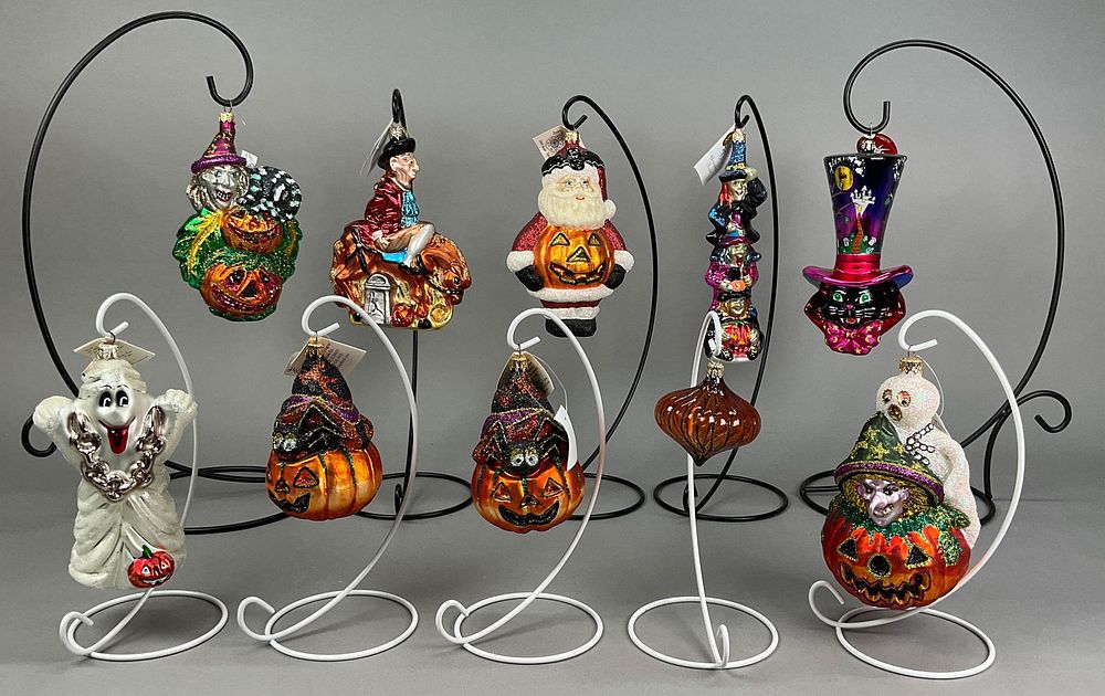 Lot 168: 9 Radko Fraga Halloween Ornaments Most w/ Tags