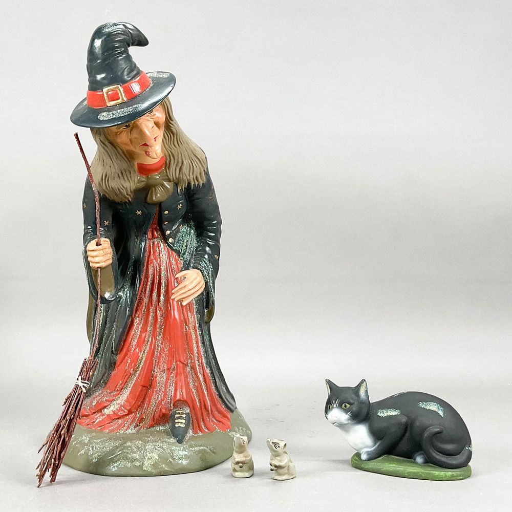 Lot 180: Marolin Halloween German Witch Cat 2 Mice