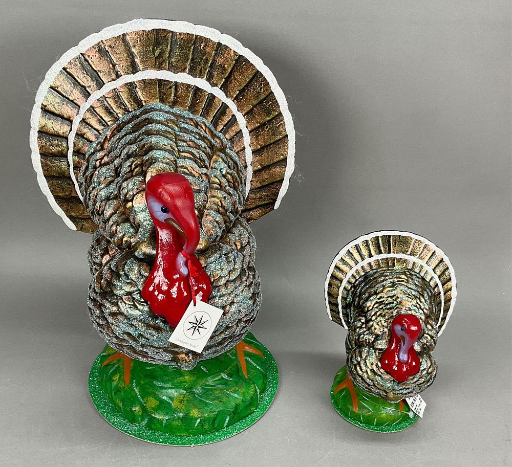 Lot 189: 2 Radko Turkey Thanksgiving Decorations 13"