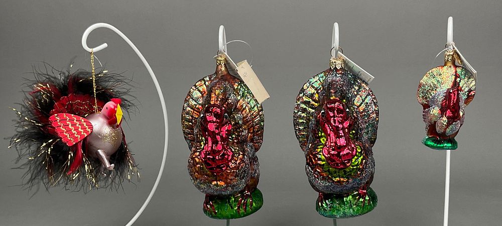 Lot 193: 4 Radko Thanksgiving Turkey Ornaments
