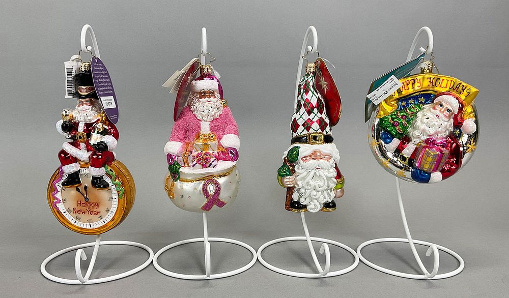 Lot 211: 4 Radko Santa & Gnome Christmas Ornaments w/ tags