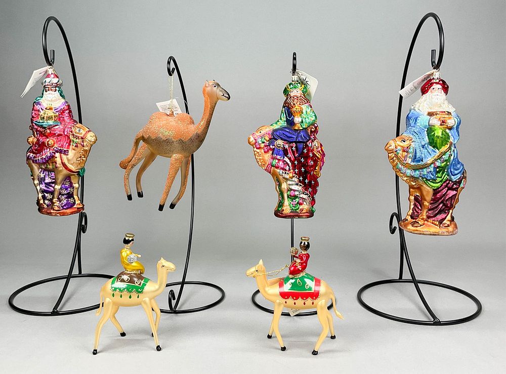 Lot 212: 6 Radko Christmas Ornaments Wise men Camel
