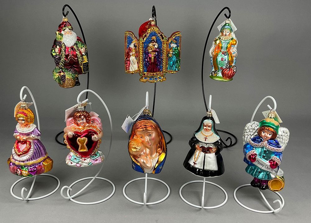 Lot 214: 8 Radko Christmas Ornaments Santa Wisemen