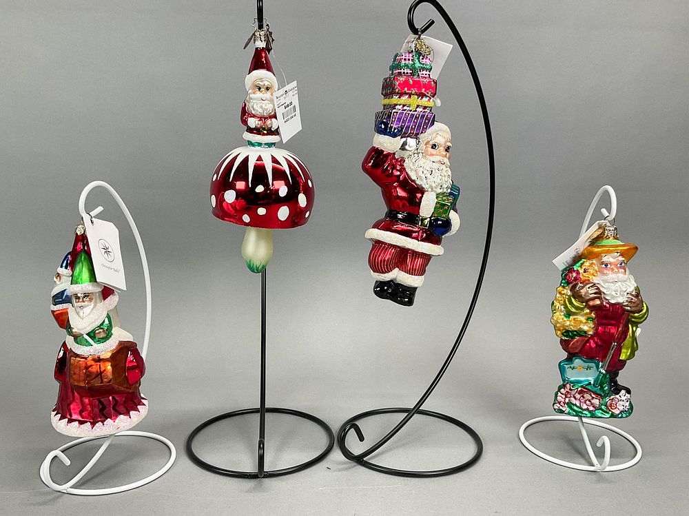 Lot 223: 4 Radko Santa Claus Christmas Ornaments Mushroom