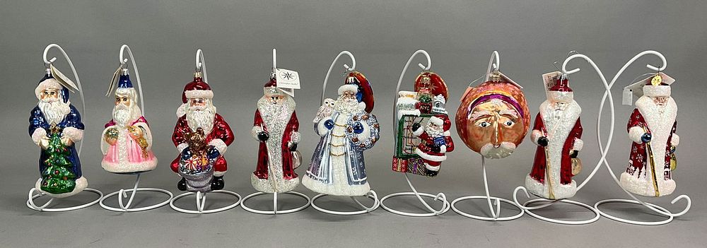 Lot 224: 9 Radko Santa Claus Christmas Ornaments