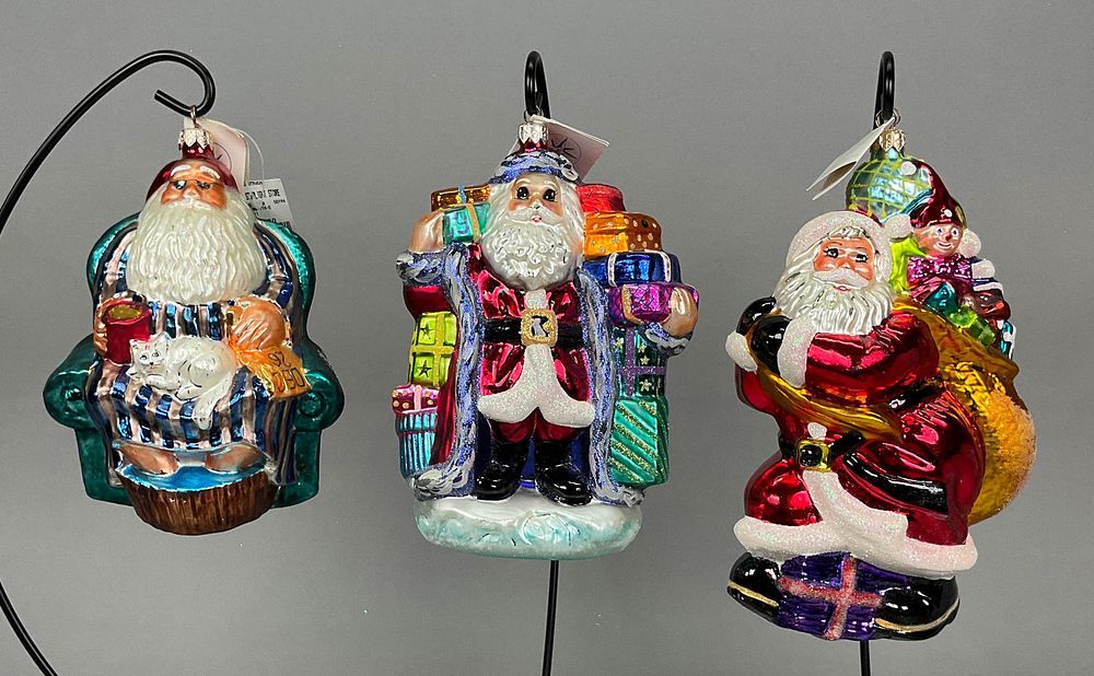 Lot 232: 3 Radko Santa Christmas Ornaments X- Large