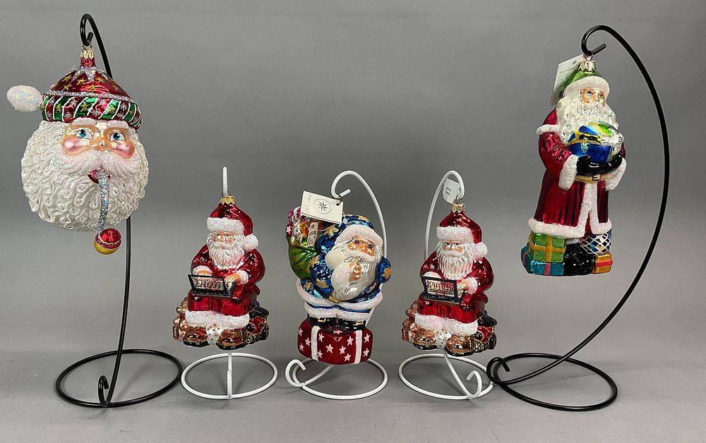Lot 236: 5 Radko Santa Christmas Ornaments Gifts