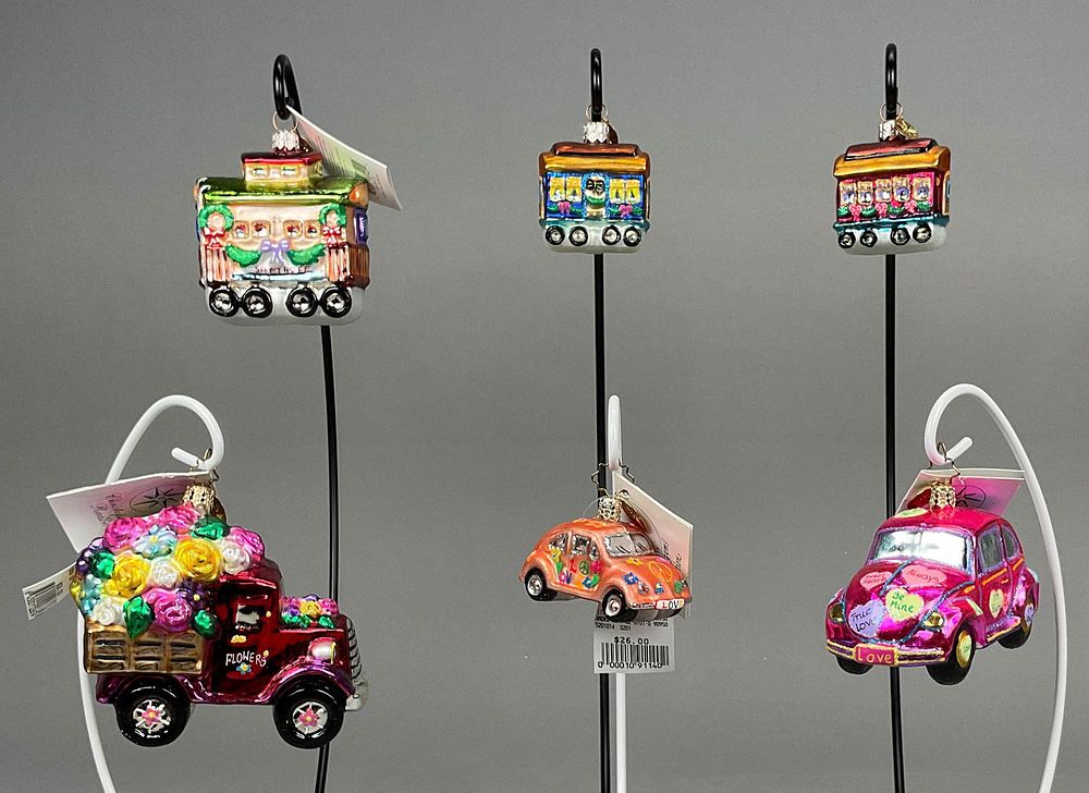 Lot 245: 4 Radko Christmas Ornaments Cars Trains