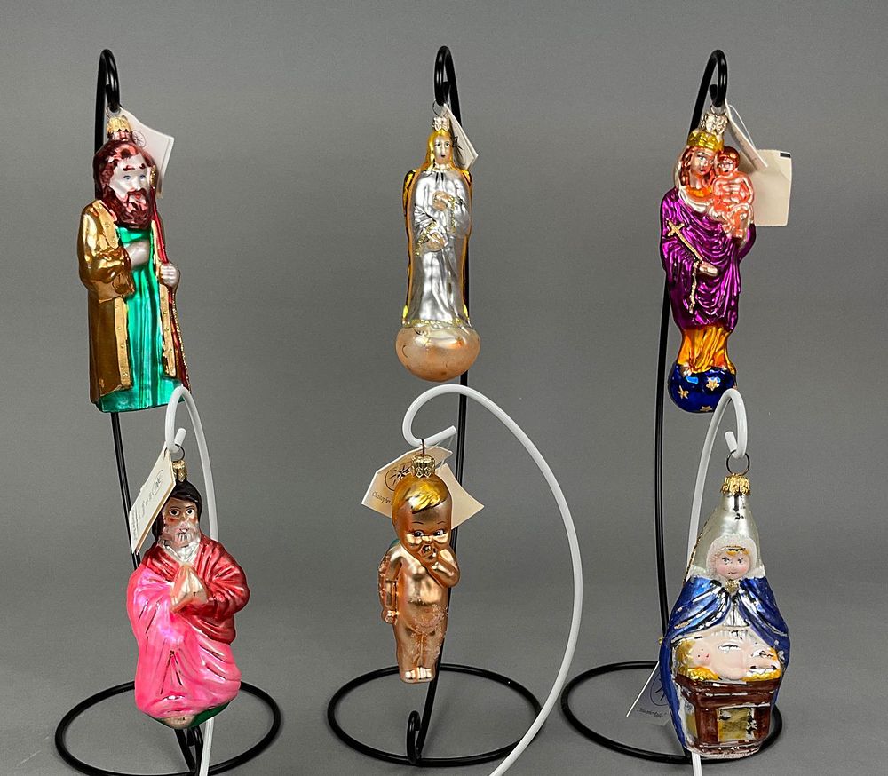 Lot 247: 6 Radko Christmas Ornaments Religious