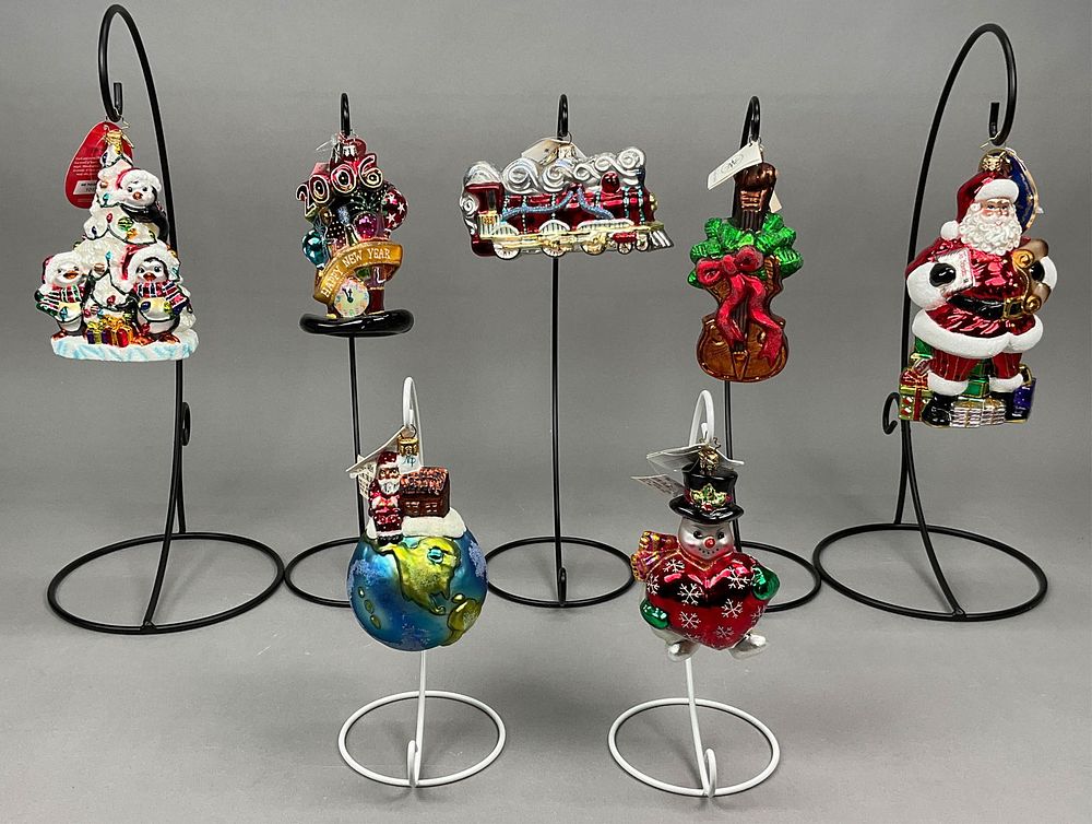 Lot 248: 7 Radko Christmas Ornaments Signed