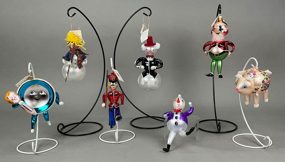 Lot 249: 7 Radko Christmas Ornaments Most with Tags
