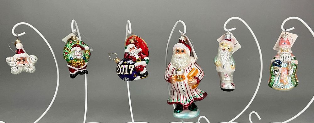 Lot 250: 6 Radko Santa Christmas Ornaments w/ Tags