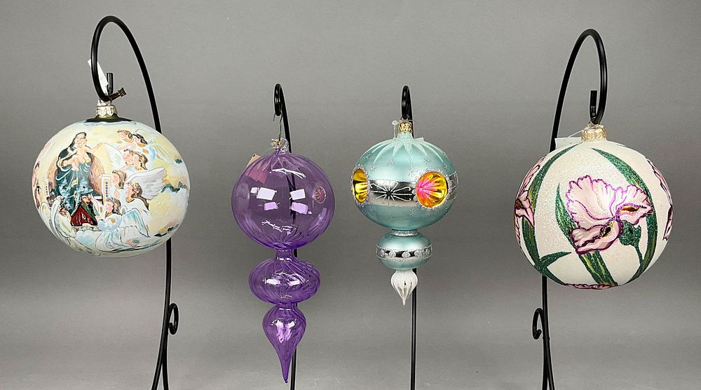 Lot 263: 4 Radko Christmas Ornaments with Tags