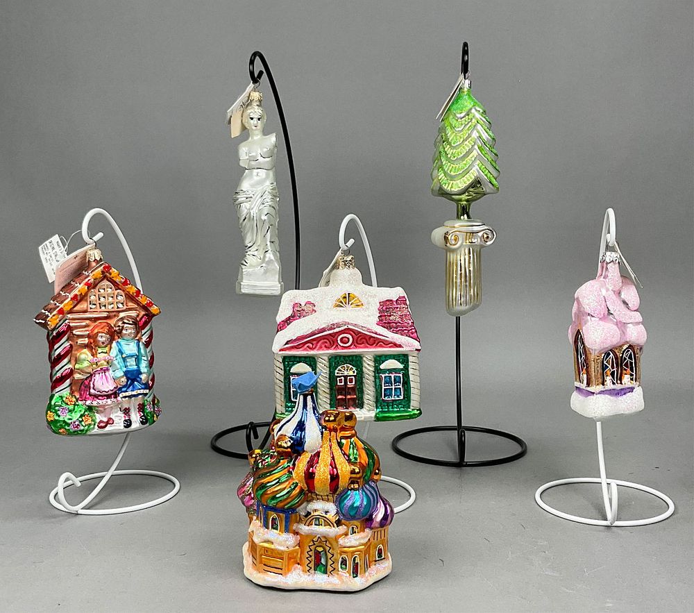 Lot 264: 6 Radko Christmas Ornaments Most with Tags