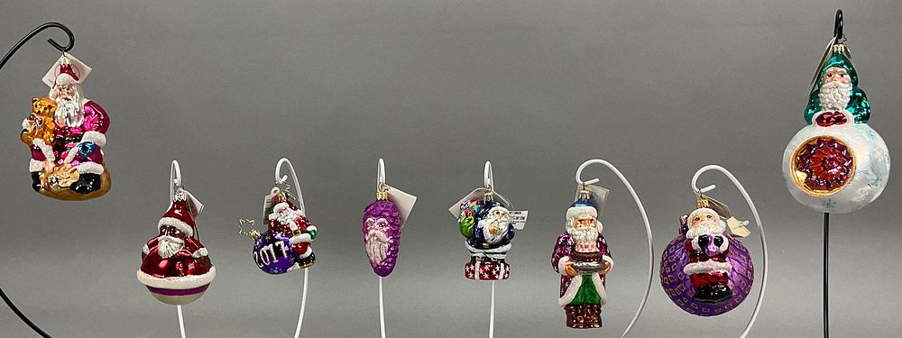 Lot 265: 8 Radko Santa Christmas Ornaments with Tags