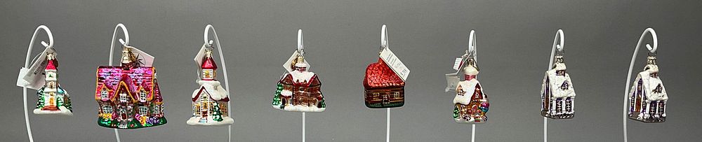 Lot 267: 8 Radko Christmas Ornaments Houses