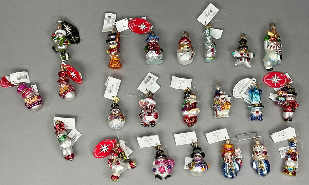 Lot 275: 22 Radko Snowmen Christmas Ornaments Most w/ Tags