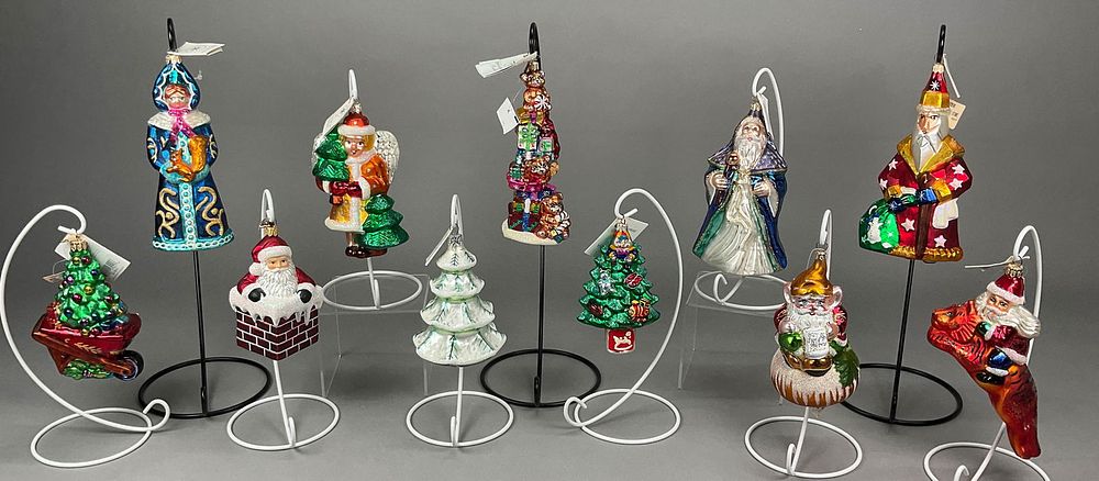 Lot 277: 11 Radko & EC Christmas Ornaments Santa Tiger