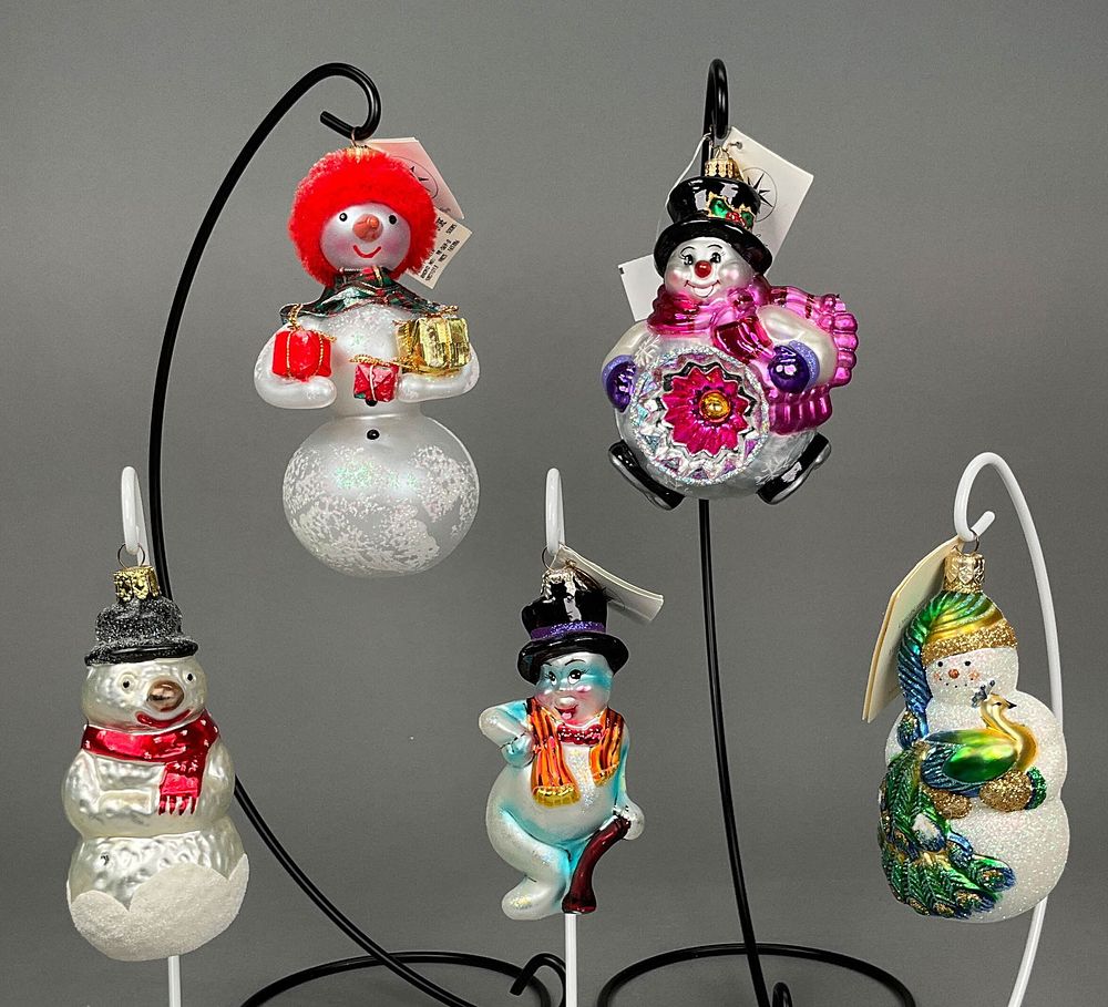 Lot 281: 5 Snowmen Ornaments with Tags Radko Breen