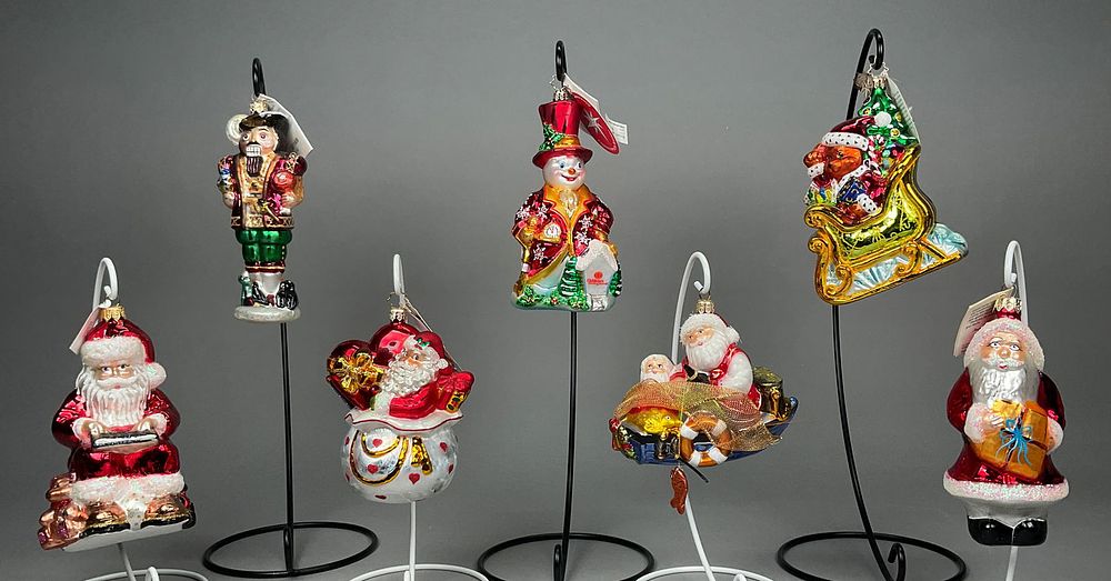 Lot 283: 7 Radko Christmas Ornaments Most w/ Tags