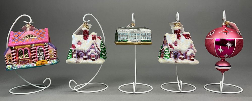 Lot 285: 5 Radko Christmas Ornaments with Tags