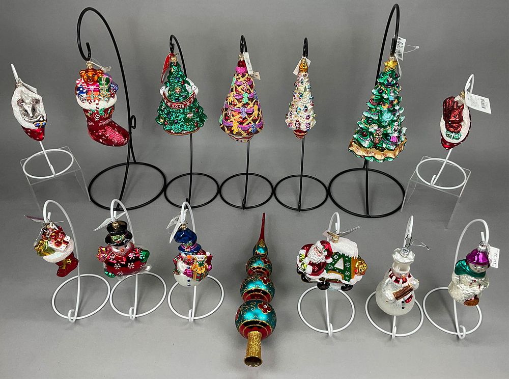 Lot 286: 14 Radko Christmas Ornaments Finial Tree Topper