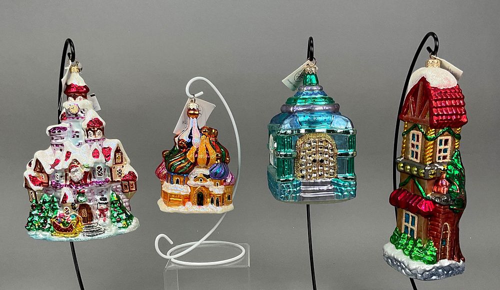 Lot 287: 4 Radko Christmas Ornaments House