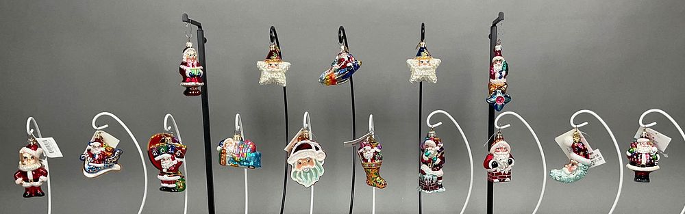 Lot 293: 15 Radko Santa Christmas Ornaments Star Rocket