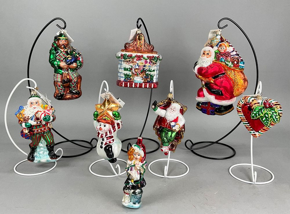 Lot 294: 8 Radko Christmas Ornaments Most with Tags