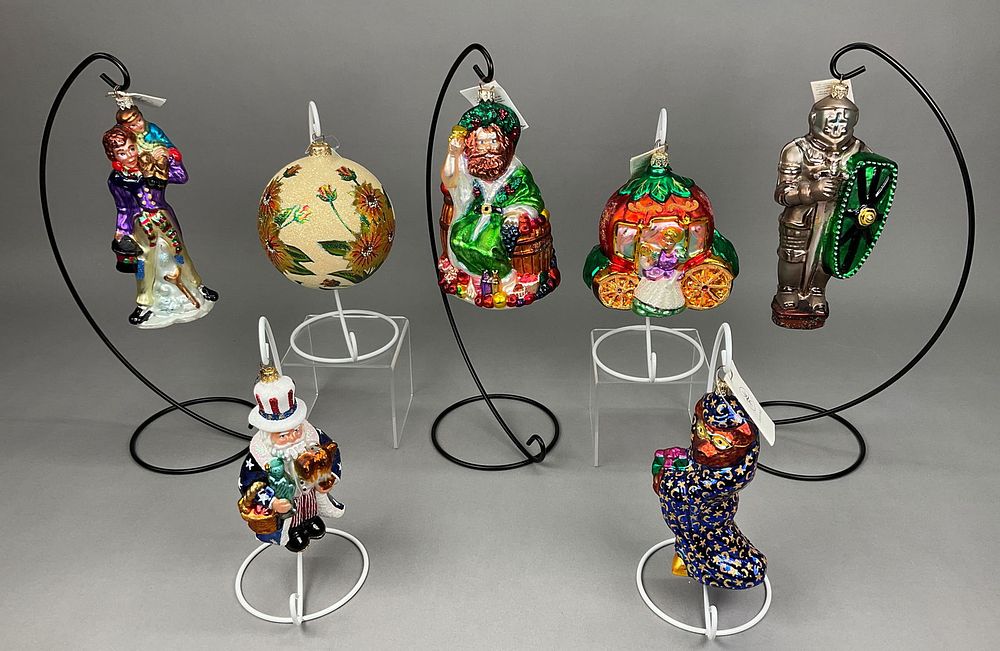 Lot 305: 7 Radko Ornaments Most with Tags