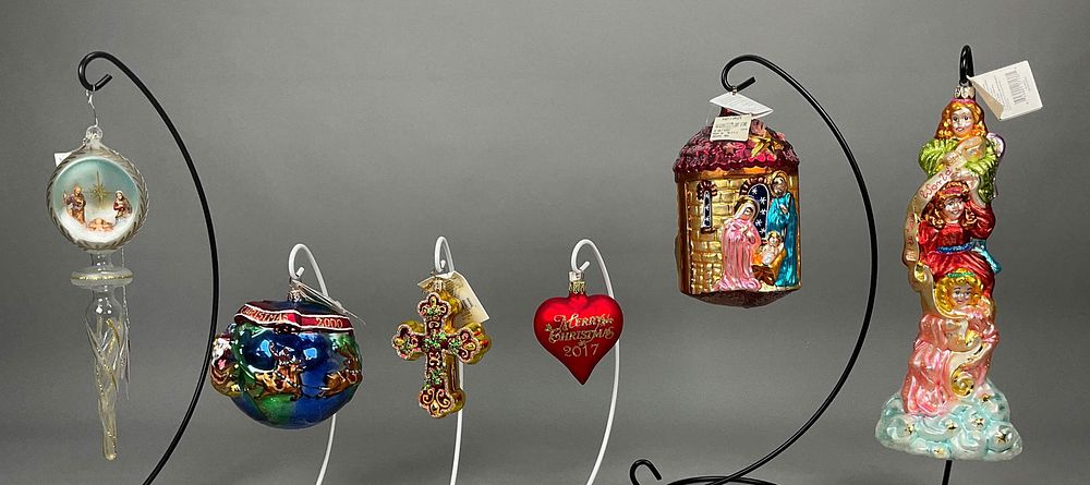Lot 308: 6 Radko Christmas Ornaments Religious Angel