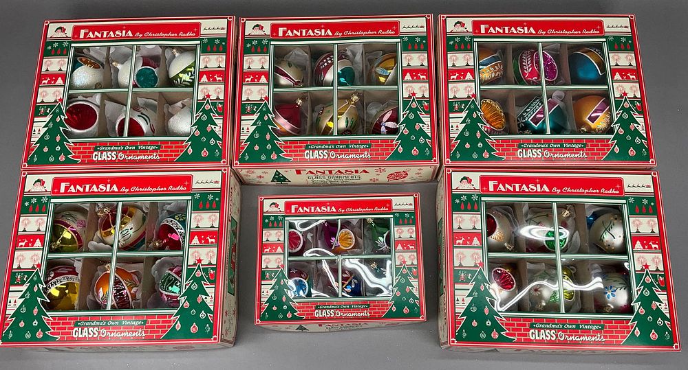 Lot 315: 36 Radko Fantasia Christmas Ornaments in Boxes