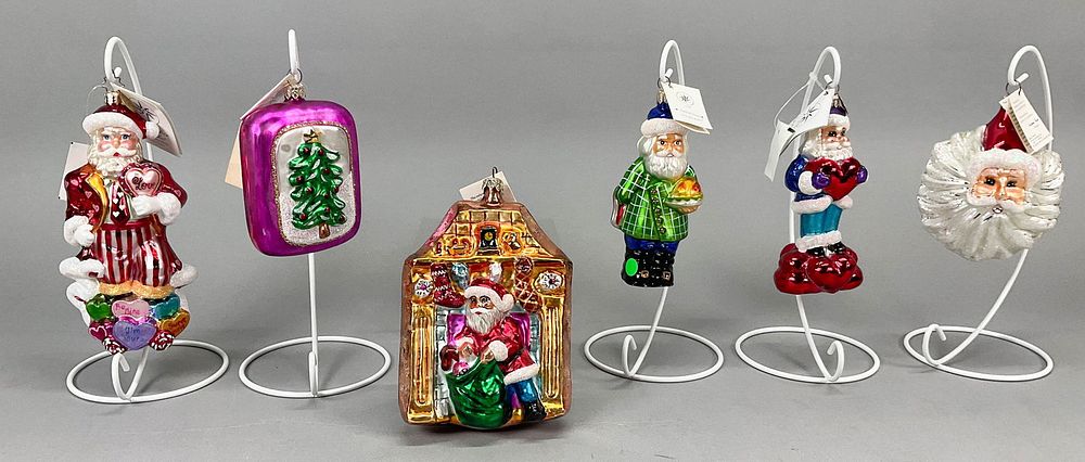 Lot 317: 6 Christopher Radko Christmas Santa Ornaments